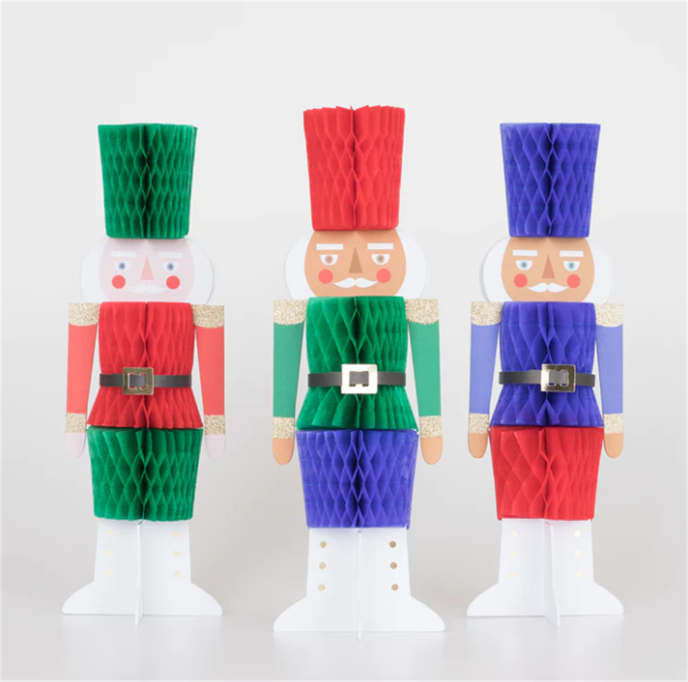 Meri Meri - Honeycomb Nutcracker Decorations - Nutcracker Dekorlar (3'lü)