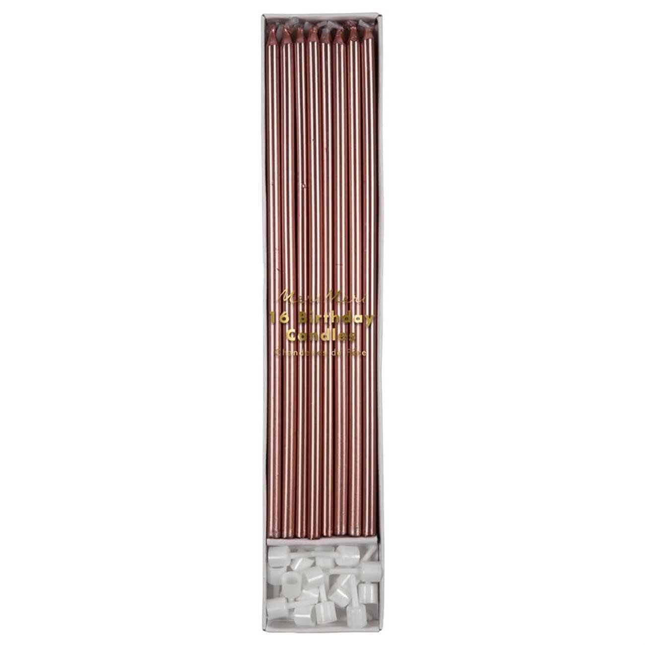 Meri Meri - Rose Gold Long Candles - Uzun Rose Gold Mum