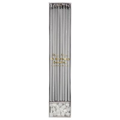 Meri Meri - Silver Long Candles - Uzun Gümüş Mum