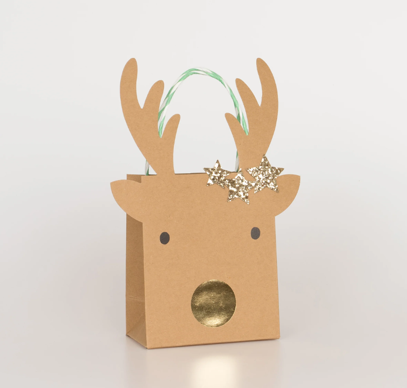 Meri Meri - Small Reindeer With Stars Gift Bags - Ren Geyiği Hediye Çantası