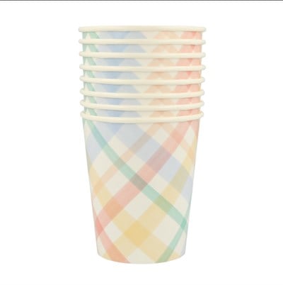 Meri Meri - Spring Plaid Cups - Bahar Yeri Bardaklar - 8'li
