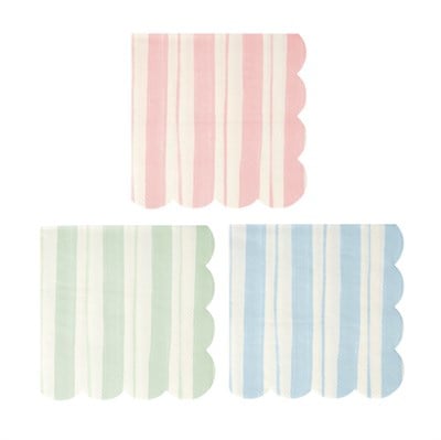 Meri Meri - Ticking Stripe Large Napkins - Kalın Çizgili Peçeteler - 16'lı