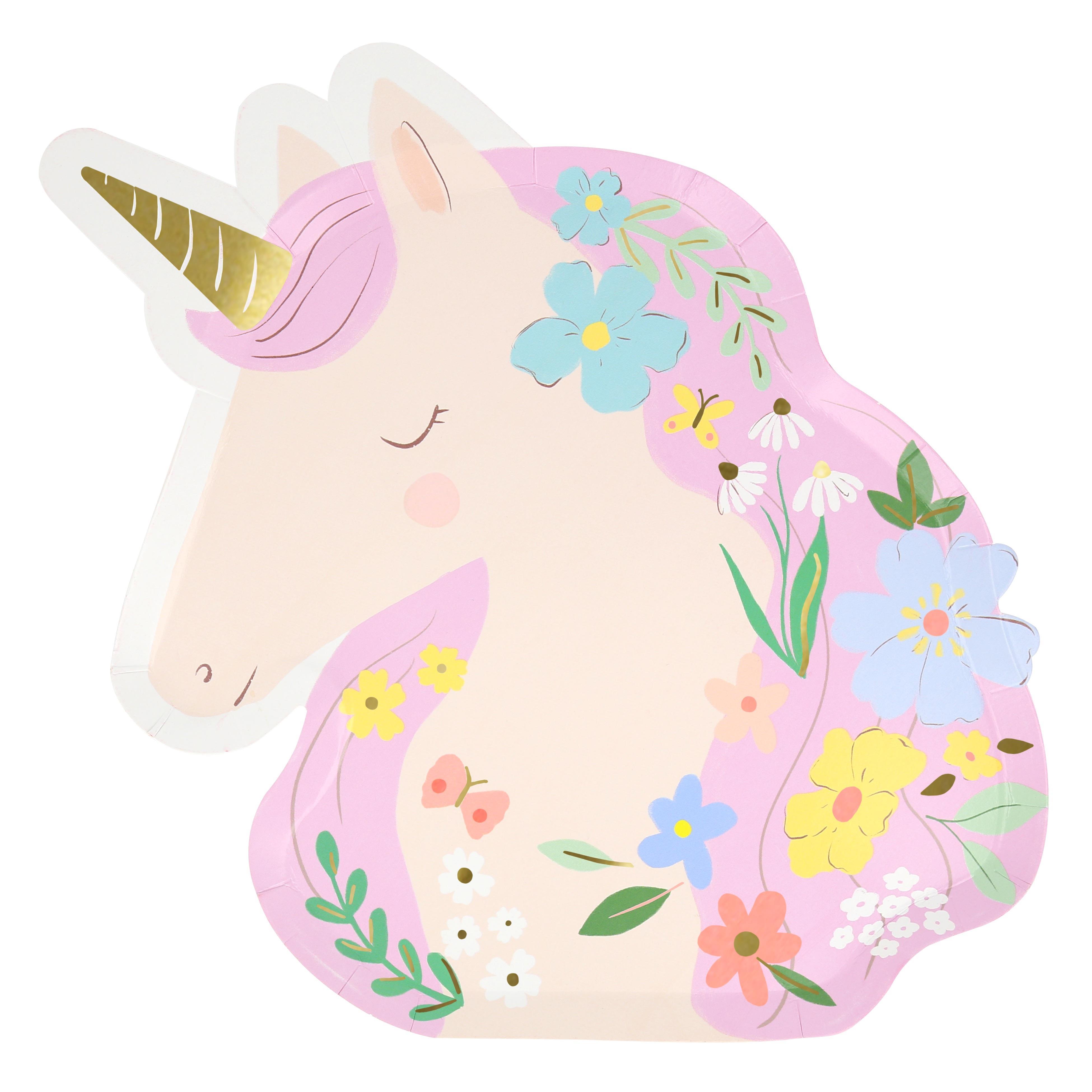 Meri Meri - Unicorn Şekilli Tabak - 8 Adet
