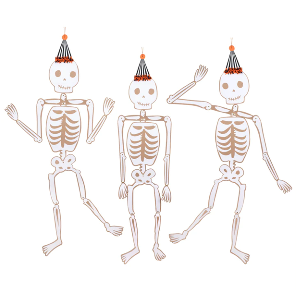 Meri Meri - Vintage Halloween Jointed Skeletons - Halloween Klasik İskeletler (3'lü)