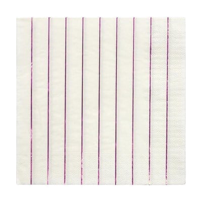 Meri Meri - Metallic Pink Stripe Napkins - Metalik Pembe Çizgili Peçeteler - L - 16'lı