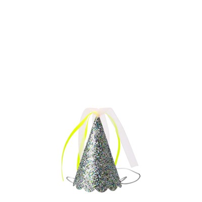 Meri Meri - Silver Sparkle Mini Party Hats - Gümüş Parıltılı Mini Parti Şapkaları - 8'li