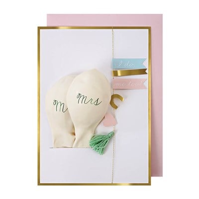 Meri Meri - Wedding Mr. & Mrs. Balloon Card - Mr. & Mrs. Balon Tebrik Kartı
