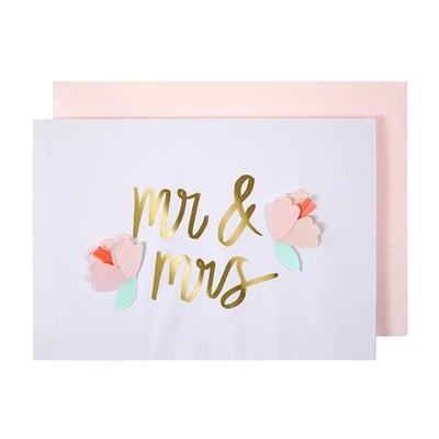 Meri Meri - Mr. & Mrs. Çiçekli Tebrik Kartı