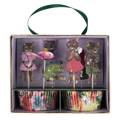 Meri Meri - Nathalie Lete Flora Cat Cupcake Kit - Nathalie Lete Cupcake Kit - 24'lü