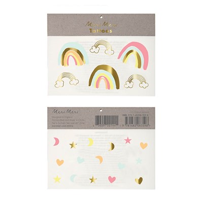 Meri Meri - Neon Rainbows Tattoos - Neon Gökkuşağı Geçici Dövme - L