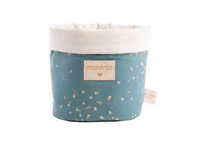 Nobodinoz Panda Sepet Medium,  Gold Confetti/ Magic Green Koton Sepetler