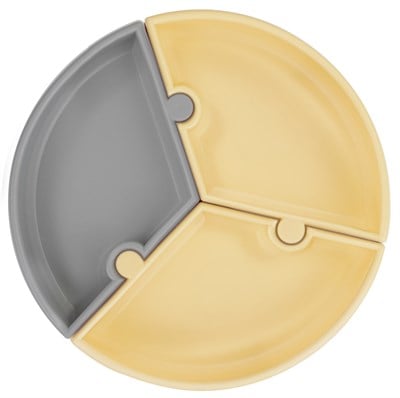 OiOi OİOİ Puzzle Silikon Tabak, Mellow Yellow/Powder Grey Tabaklar