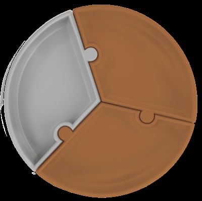 OiOi OİOİ Puzzle Silikon Tabak, Woody Brown/Powder Grey Tabaklar