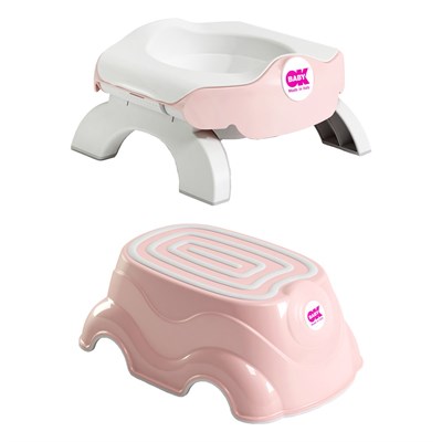 OkBaby Roady Katlanabilir Oturak ve Klozet Adaptörü & Herbie Yükseltici / Pembe