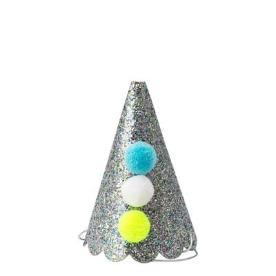 Meri Meri - Silver Pierrot Party Hats - Gümüş Palyaço Parti Şapkaları - L