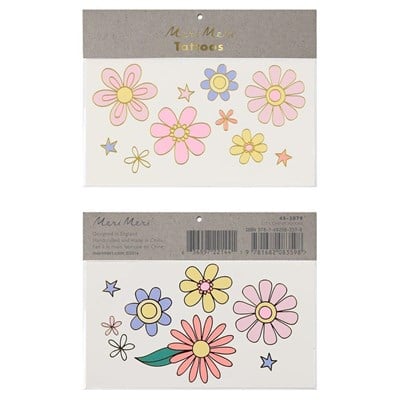 Meri Meri - Psychedelic 60's Tattoos - Retro Geçici Dövme - L