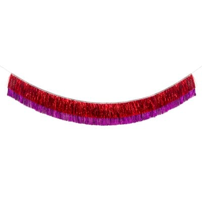 Meri Meri - Red & Pink Tinsel Fringe Garland - Kırmızı & Pembe Püsküllü Asılan Süs