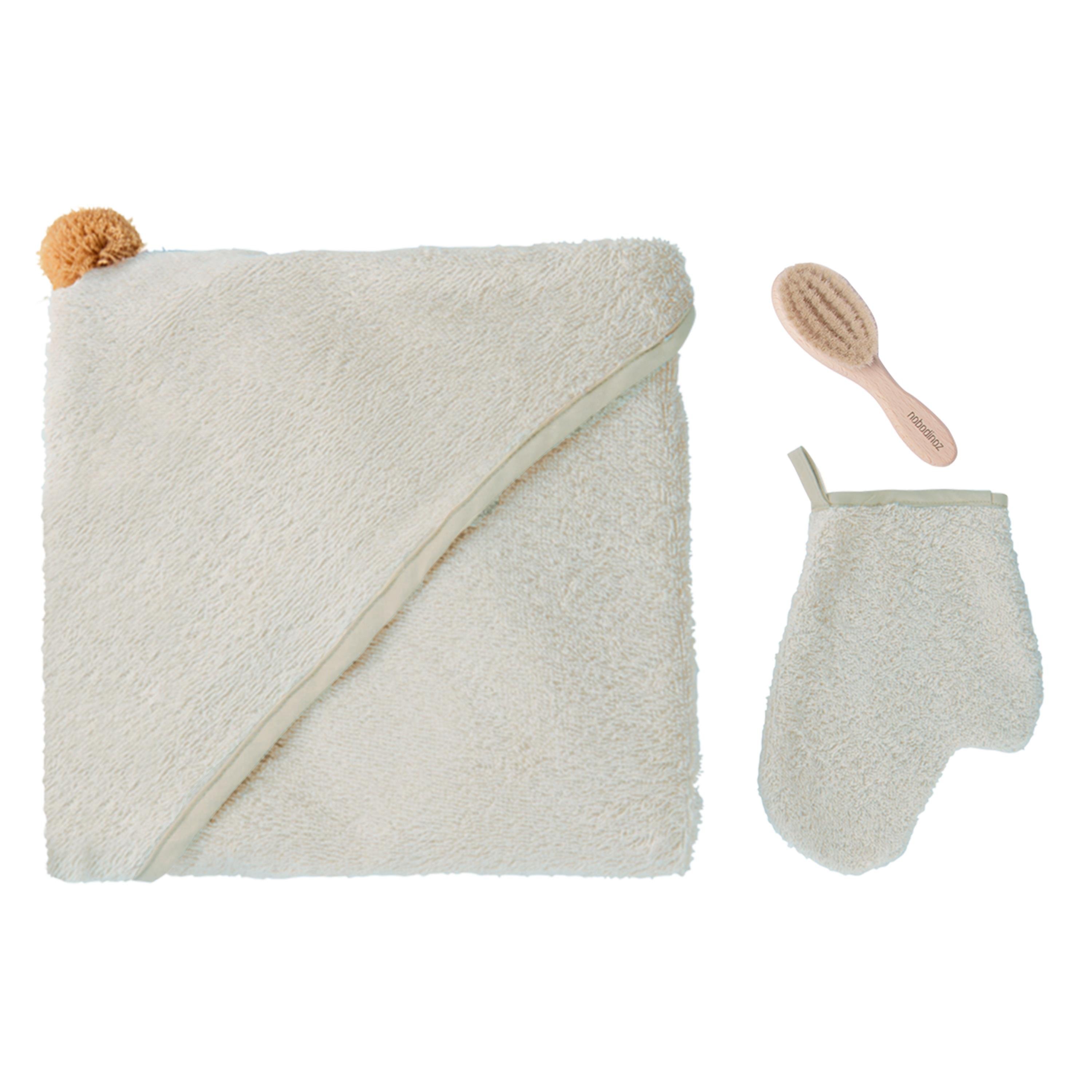 So Cute Bebek Banyo Seti, Sage Green Havlu & Bornozlar Nobodinoz