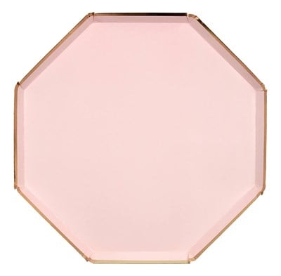Meri Meri - Dusky Pink Plates - Toz Pembe Tabaklar - L - 8'li