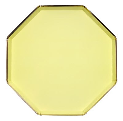 Meri Meri - Pale Yellow Plates - Sarı Tabaklar - 8'li