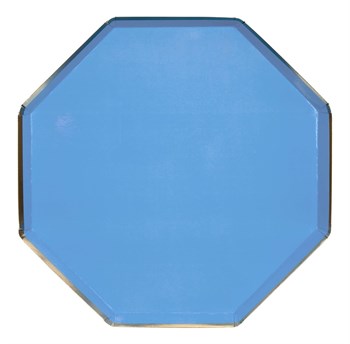 Meri Meri - Bright Blue Plates - Parlak Mavi Tabaklar - L - 8'li
