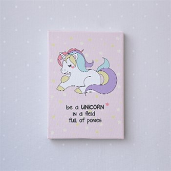 Pembe Unicorn Kanvas Tablo