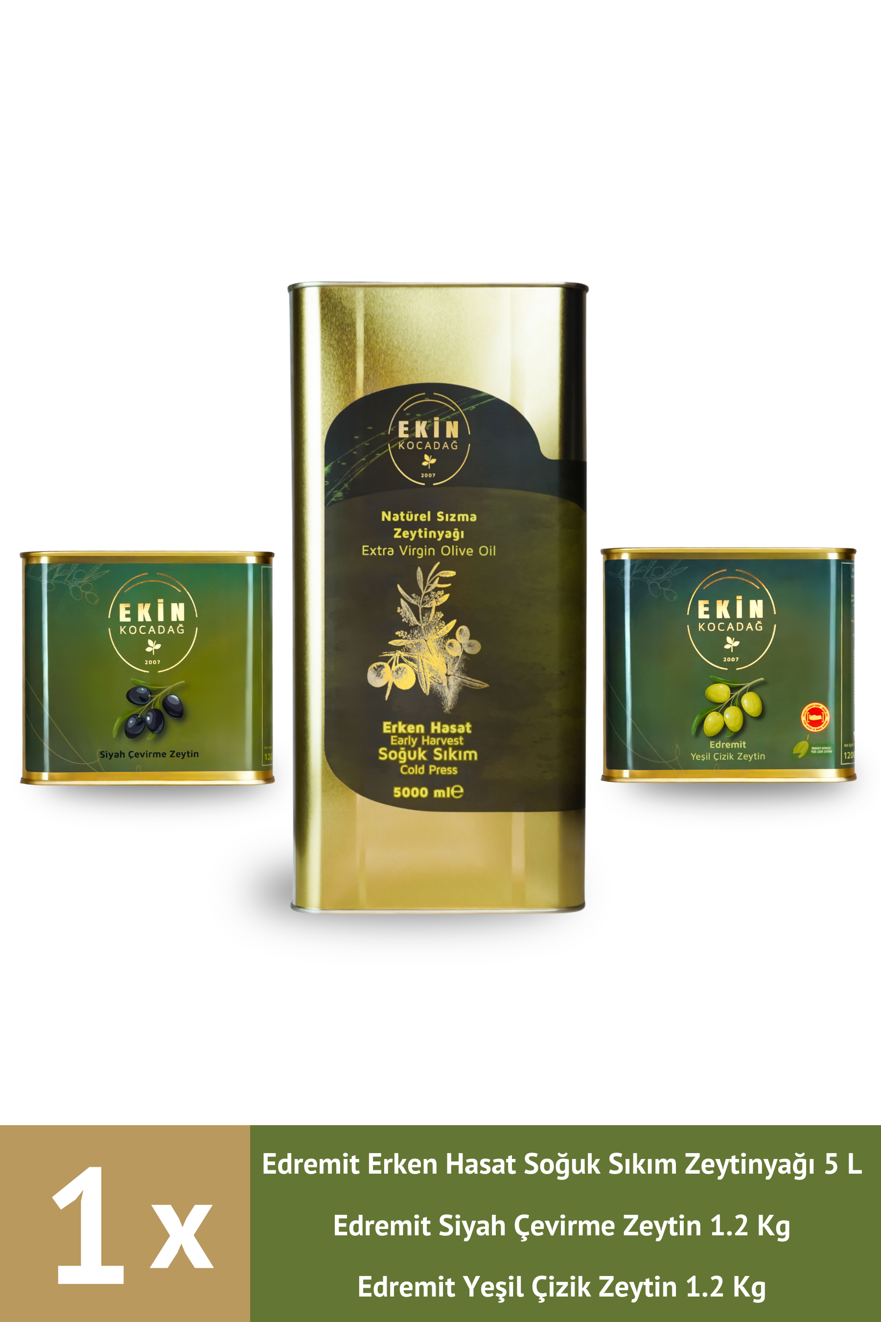 Edremit Zeytinyağı ve Zeytin Paketi (12 x 500ml)