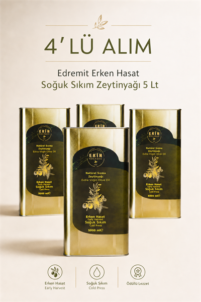 Ödüllü Edremit Erken Hasat Soğuk Sıkım Lezzet Paketi (4 x 5L)