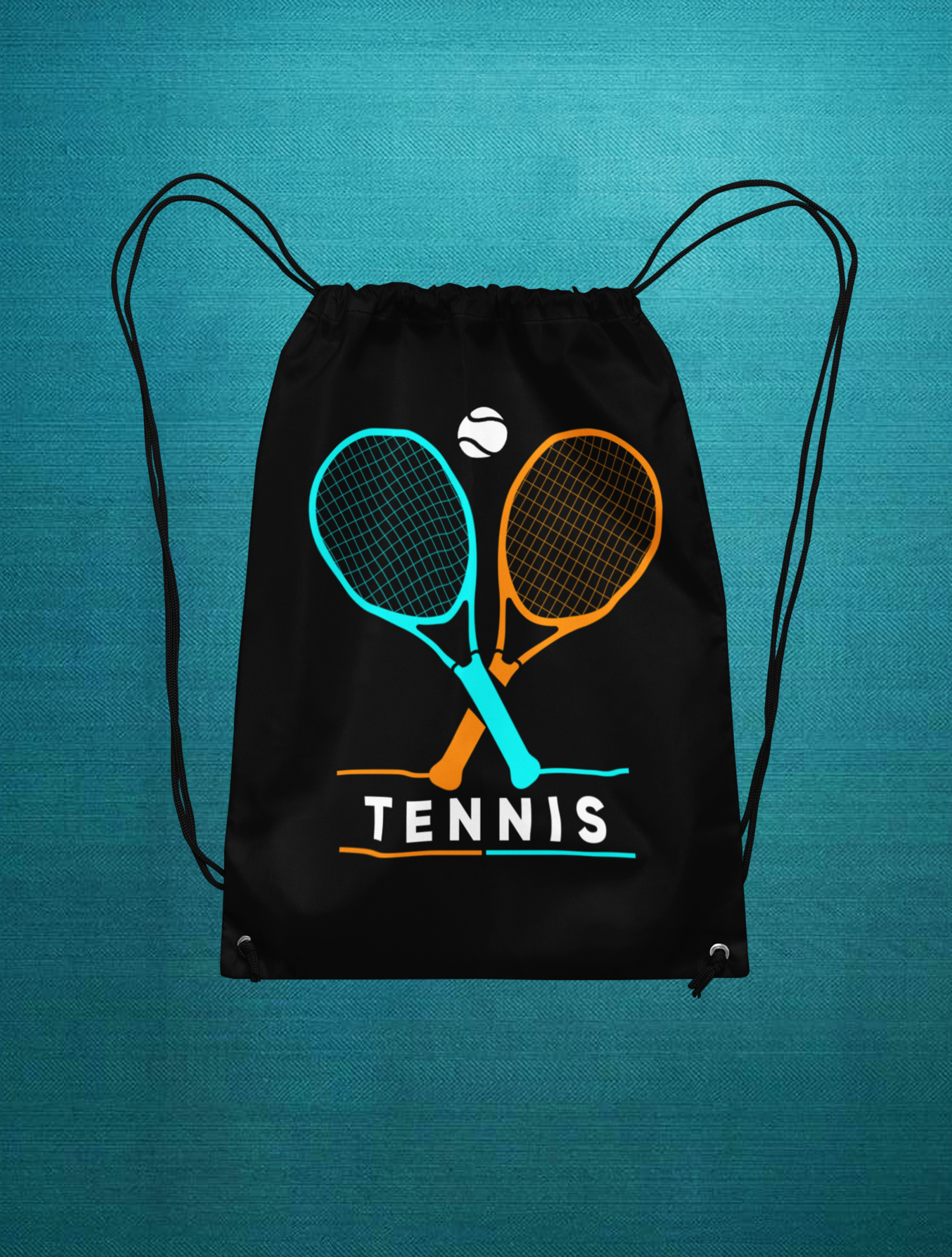 Tennis Double Racket Büzgüllü Bez Siyah Sırt Çantası