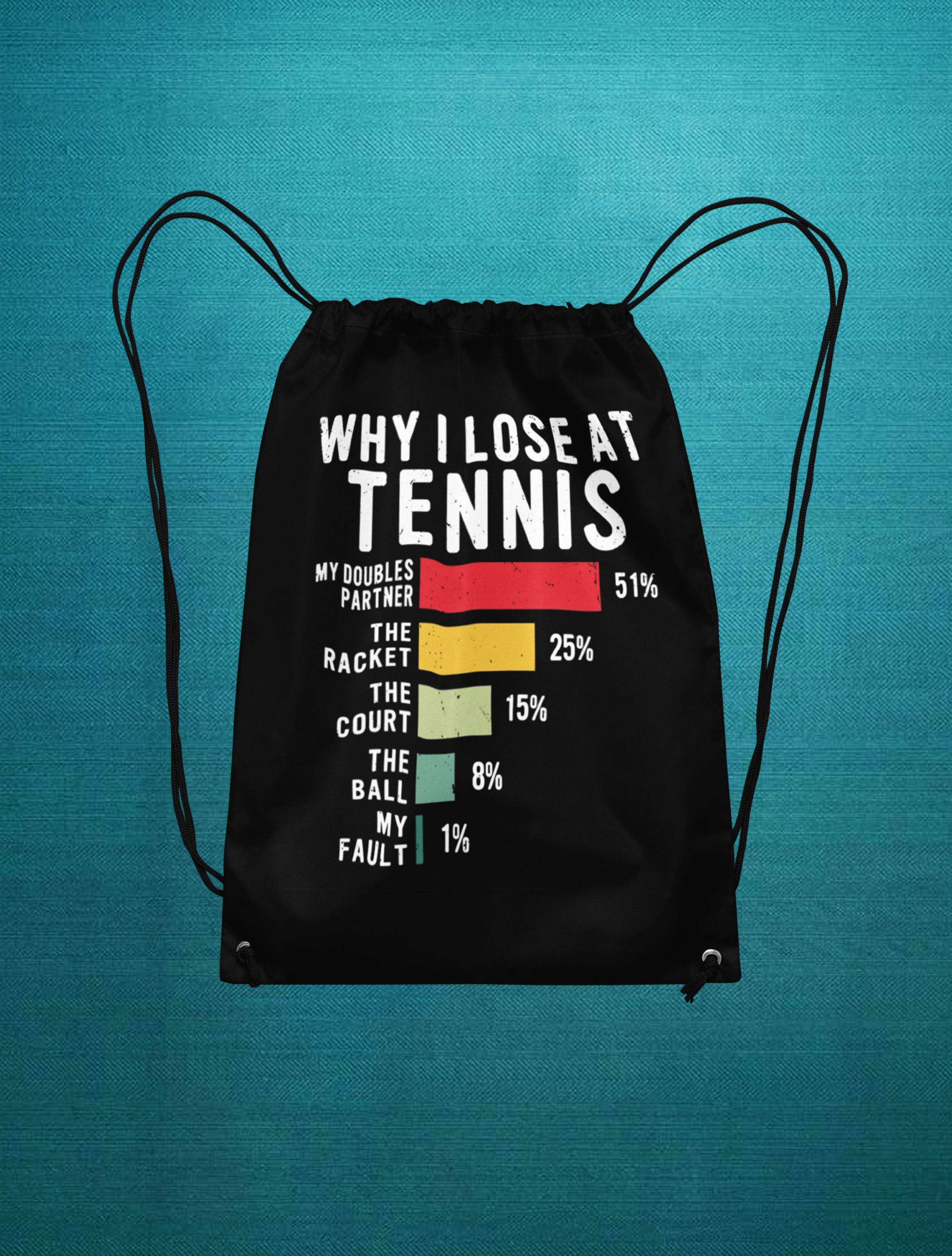 Why I lose at Tennis Büzgüllü Bez Siyah Sırt Çantası