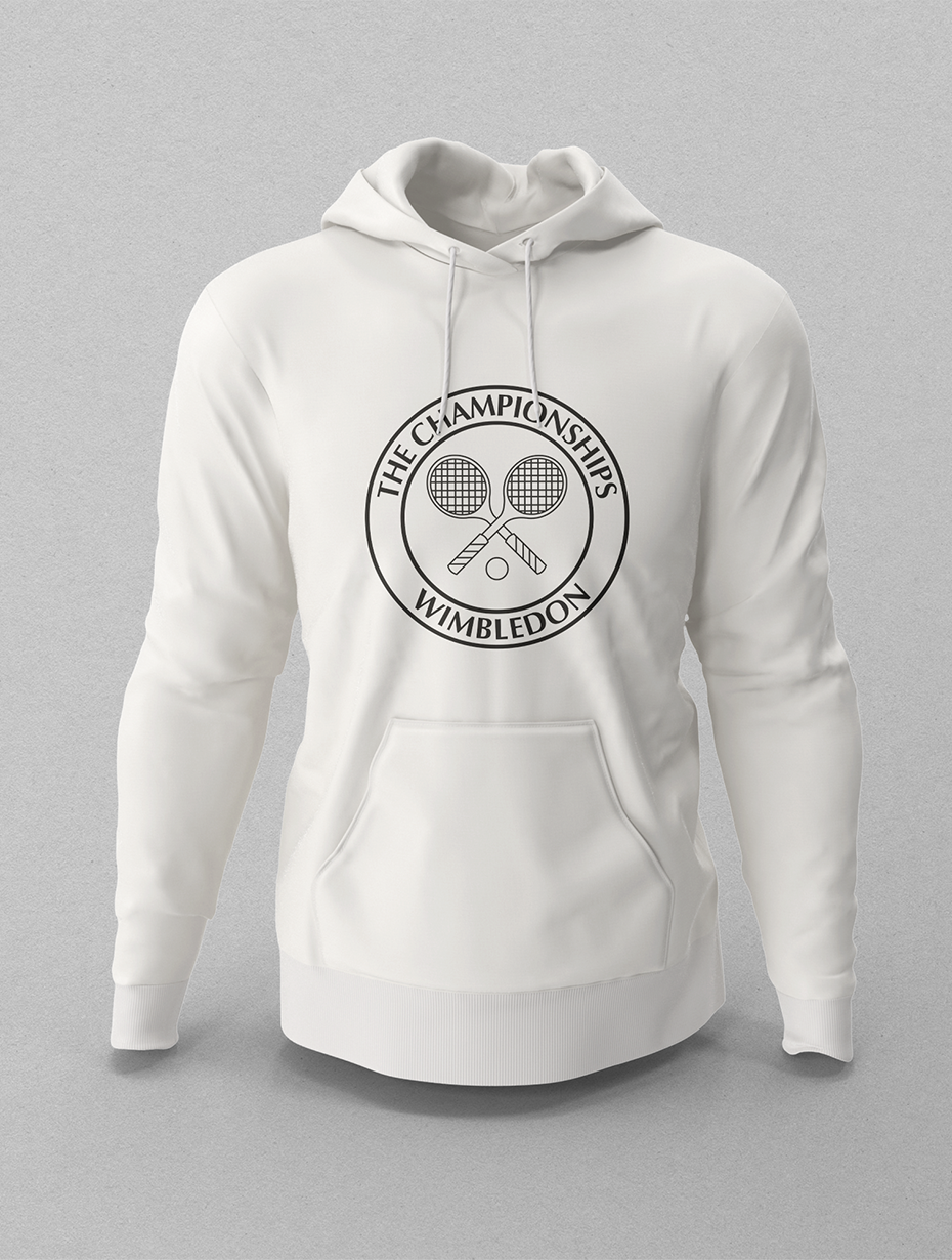 Wimbledon Siyah Logo Beyaz Hoodie