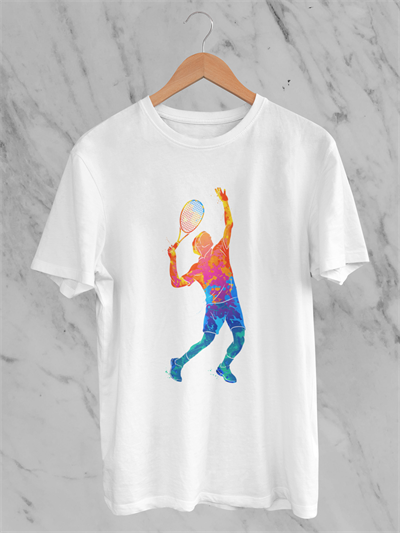 Renkli Federer Beyaz T-shirt