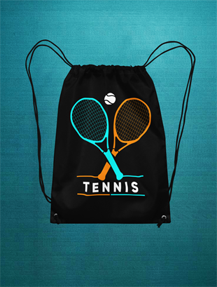 Tennis Double Racket Büzgüllü Bez Siyah Sırt Çantası