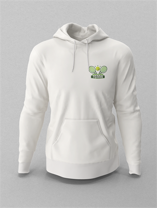 Tennis Racket Beyaz Hoodie