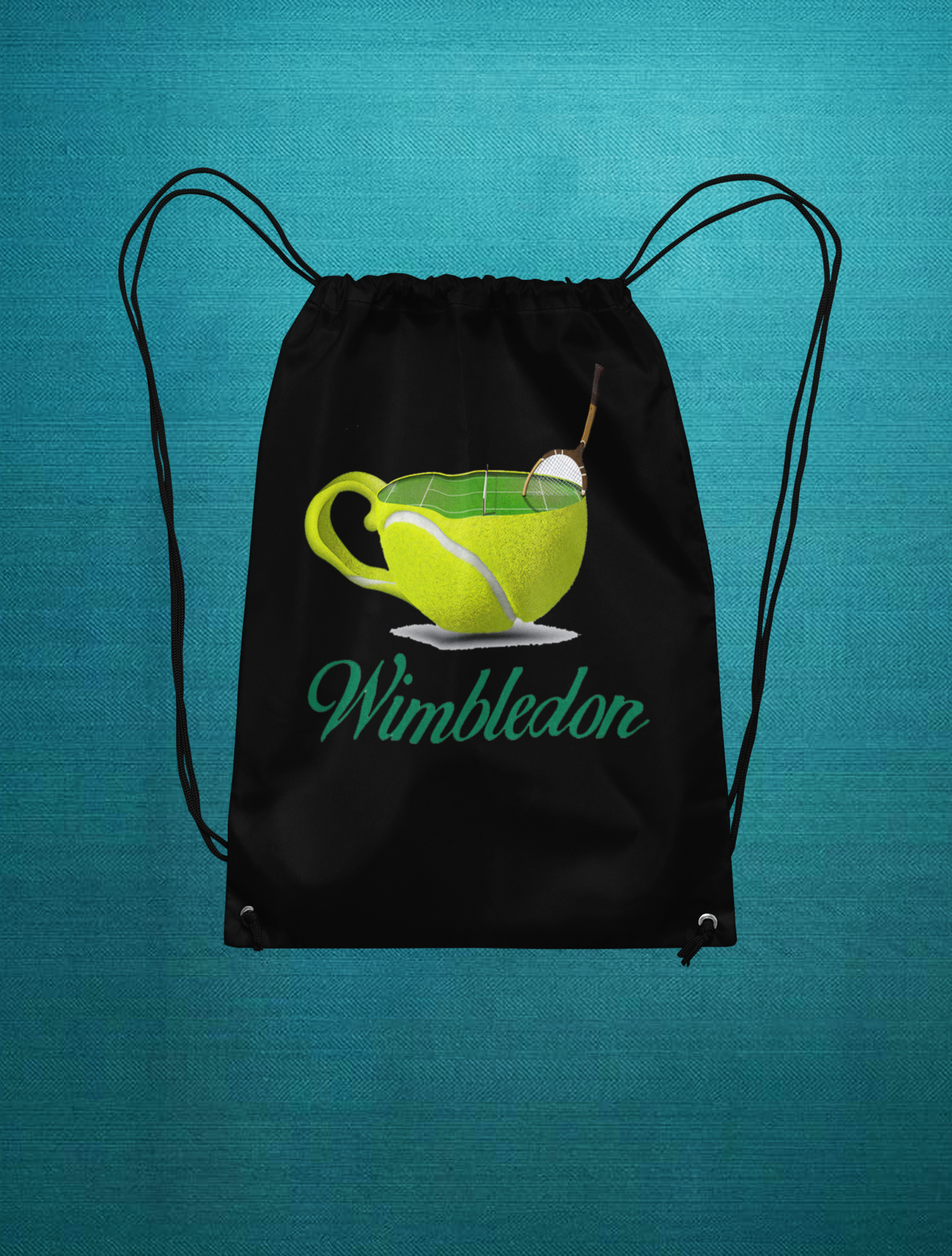  Wimbledon Cup Büzgüllü Bez Siyah Sırt Çantası