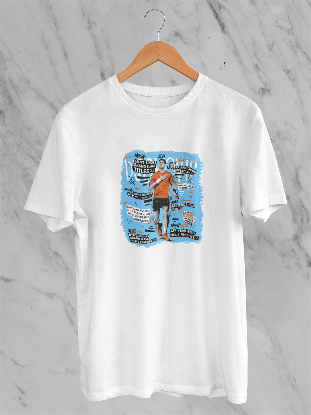 Djokovic Records Beyaz T-shirt