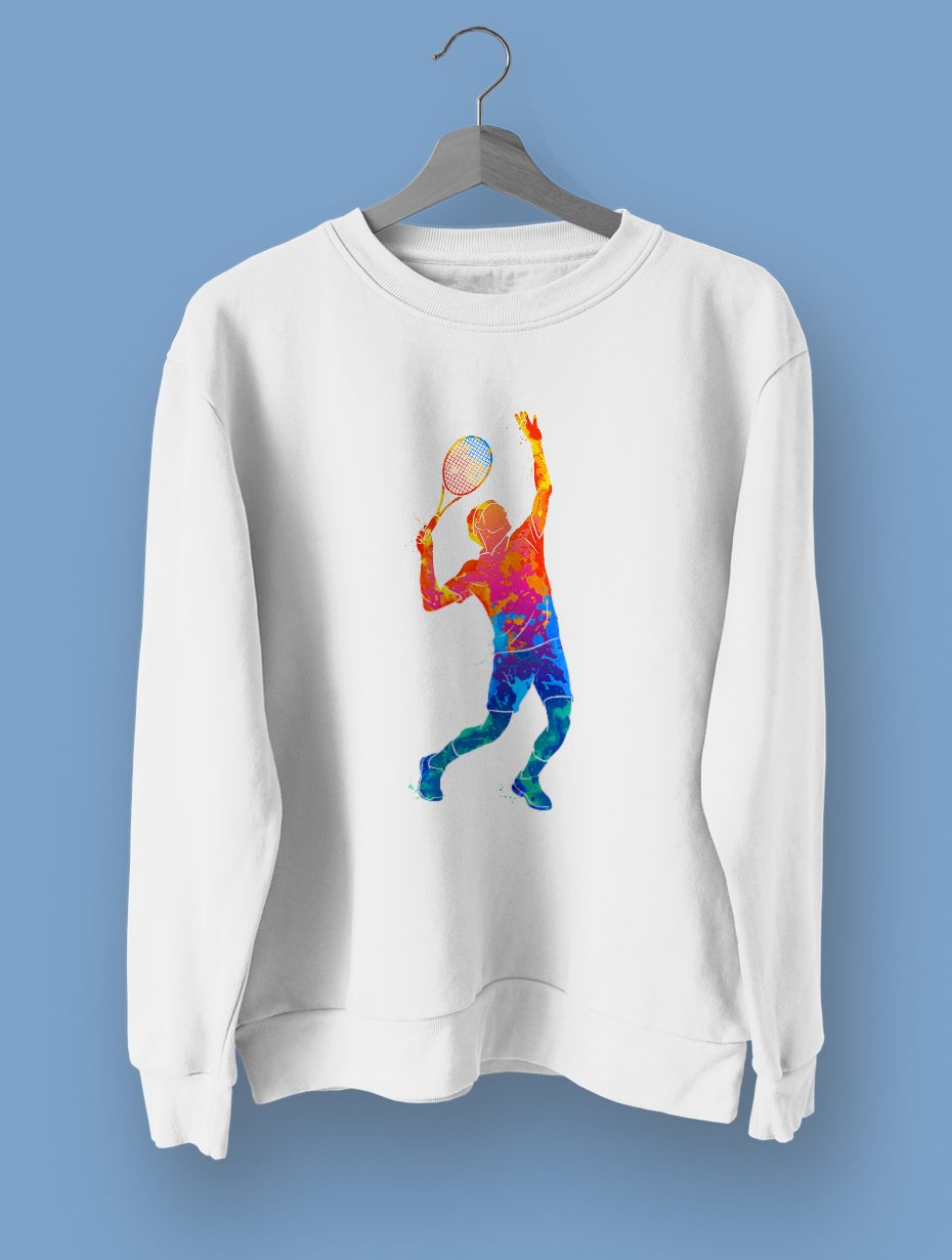 Federer Renkli Beyaz Sweatshirt