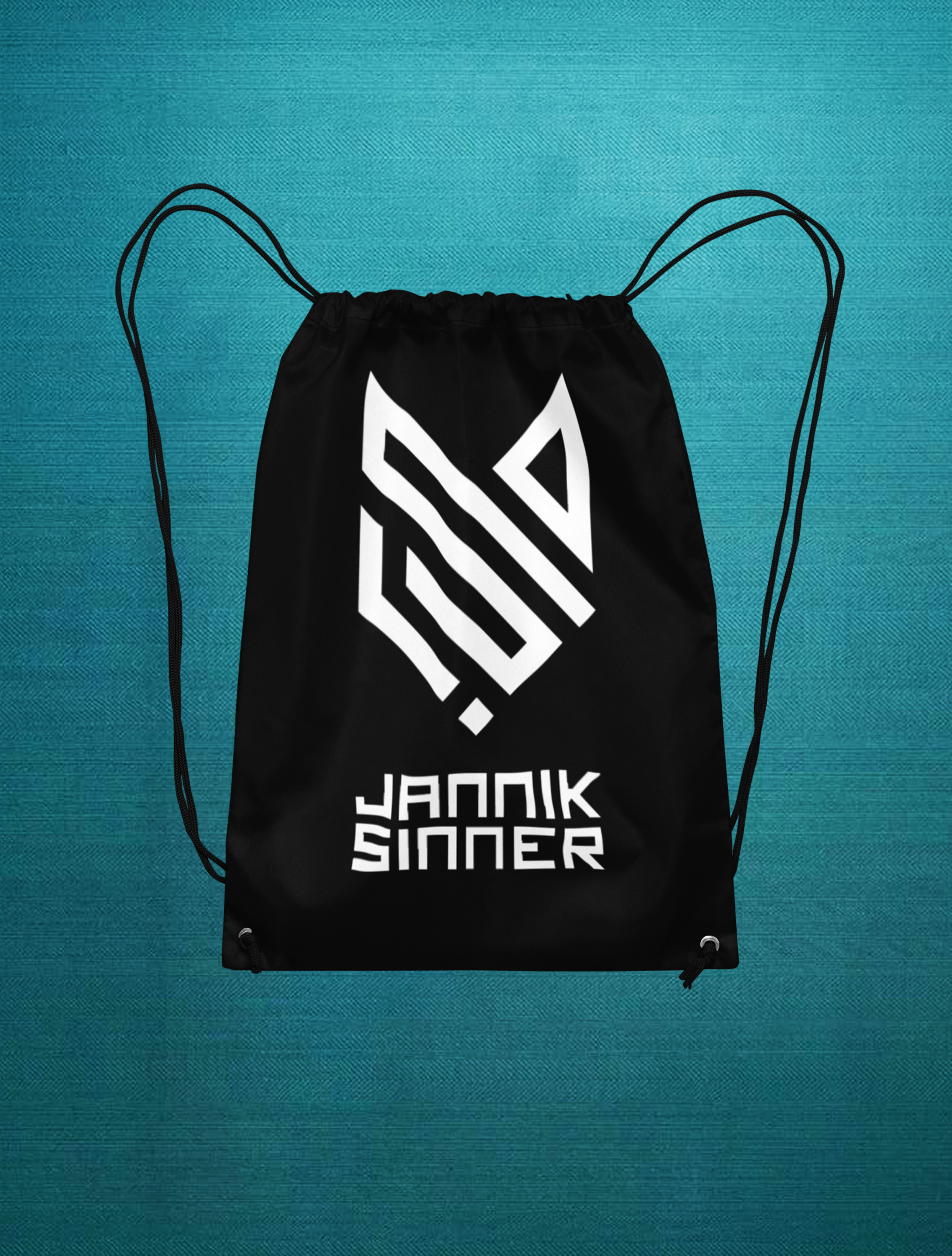 Jannik Sinner Büzgüllü Bez Siyah Sırt Çantası
