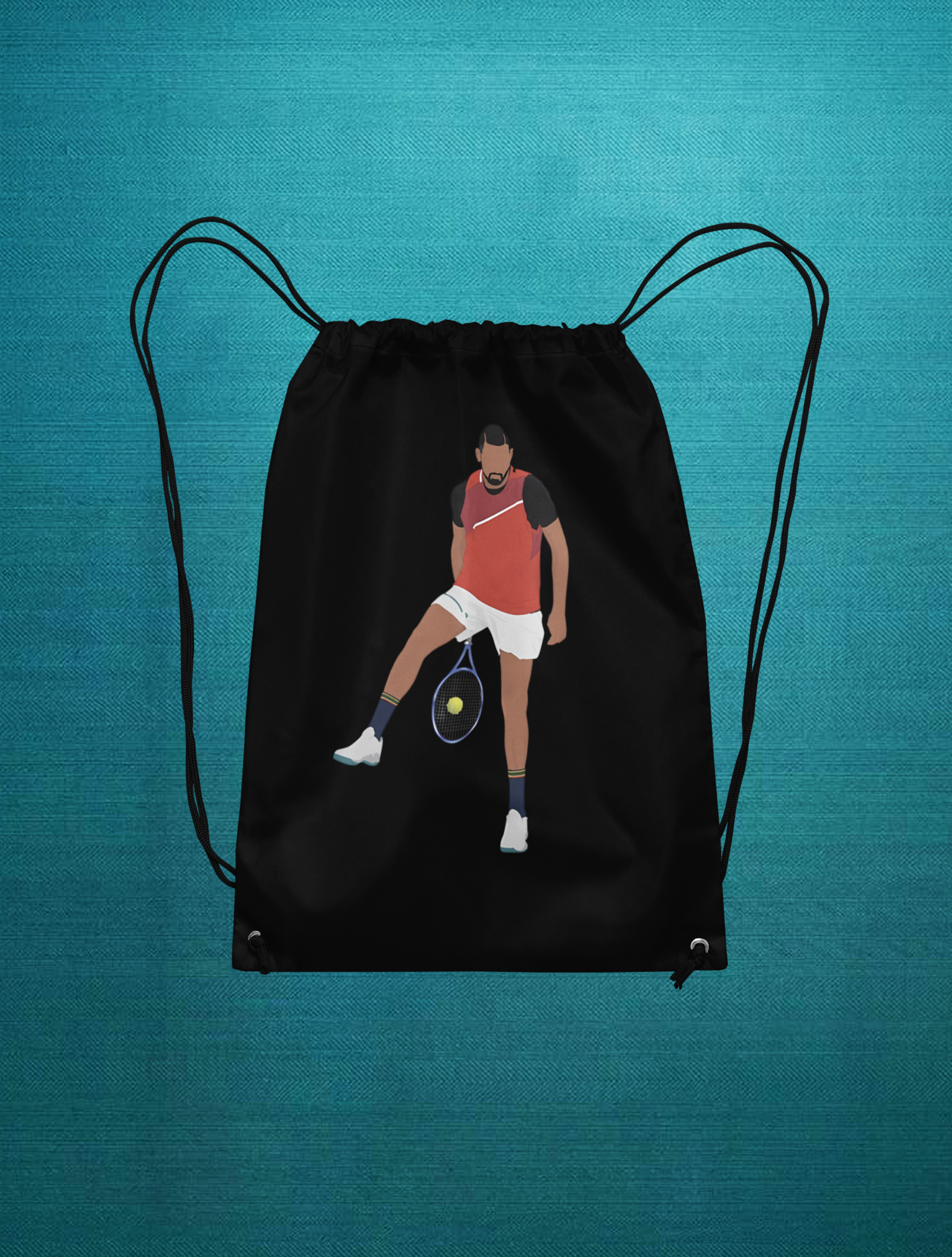Nick Kyrgios Büzgüllü Bez Siyah Sırt Çantası