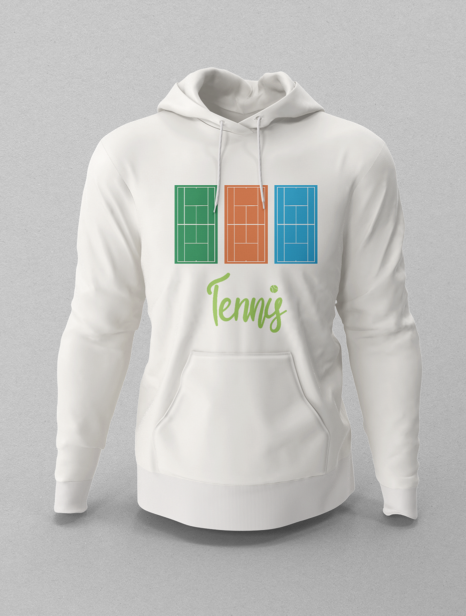 Tennis 3'lü Saha Beyaz Hoodie