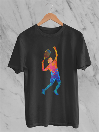 Renkli Federer Siyah T-shirt