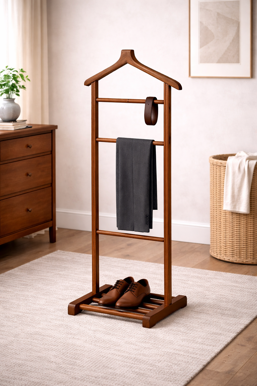 ahşap ayaklı askılık modeli modern dekoratif askılık