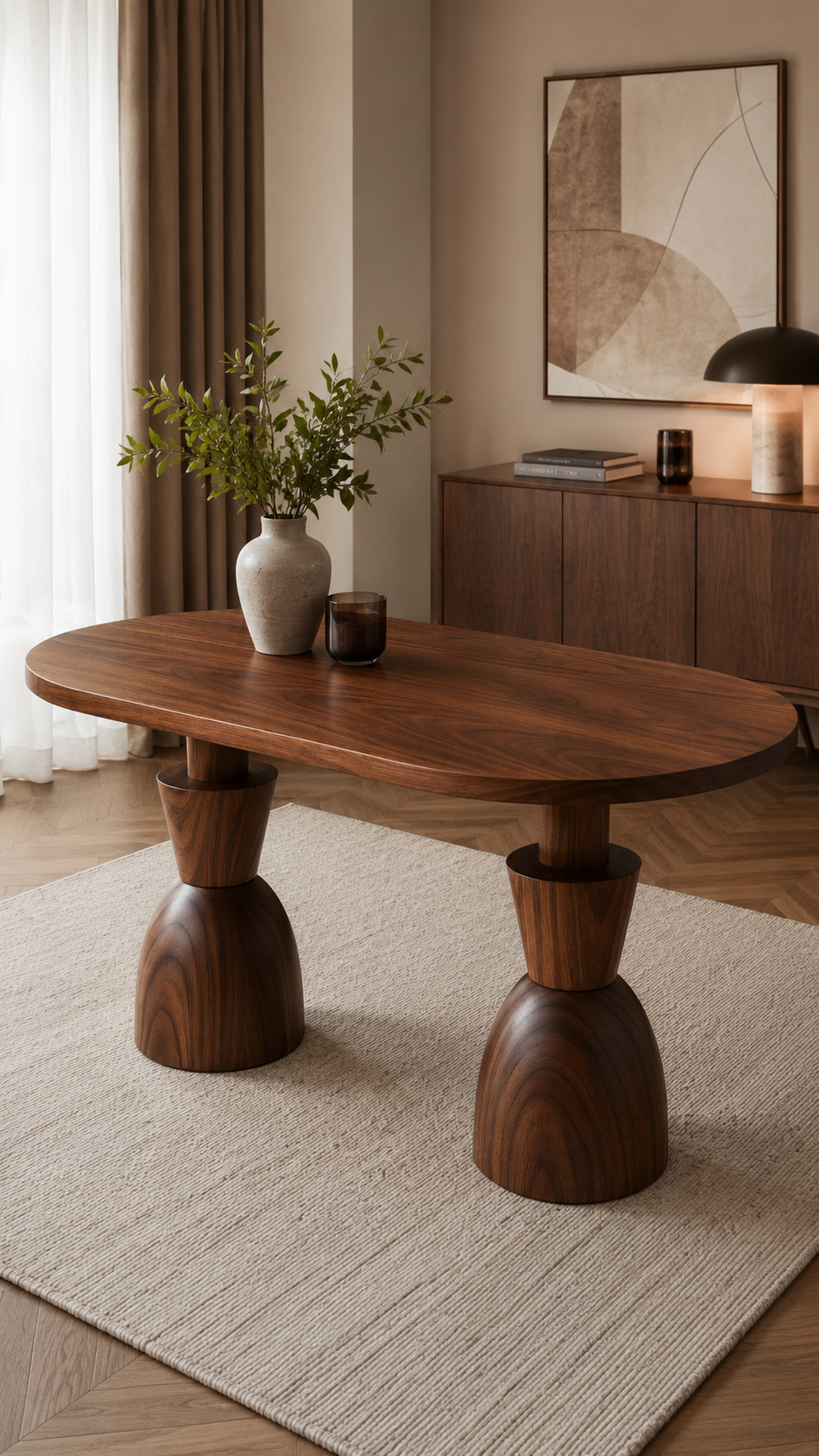 160x90 cm oval ahşap yemek masası