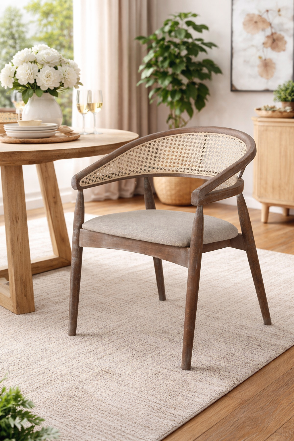 hasir detayli ahsap modern sandalye alberohome