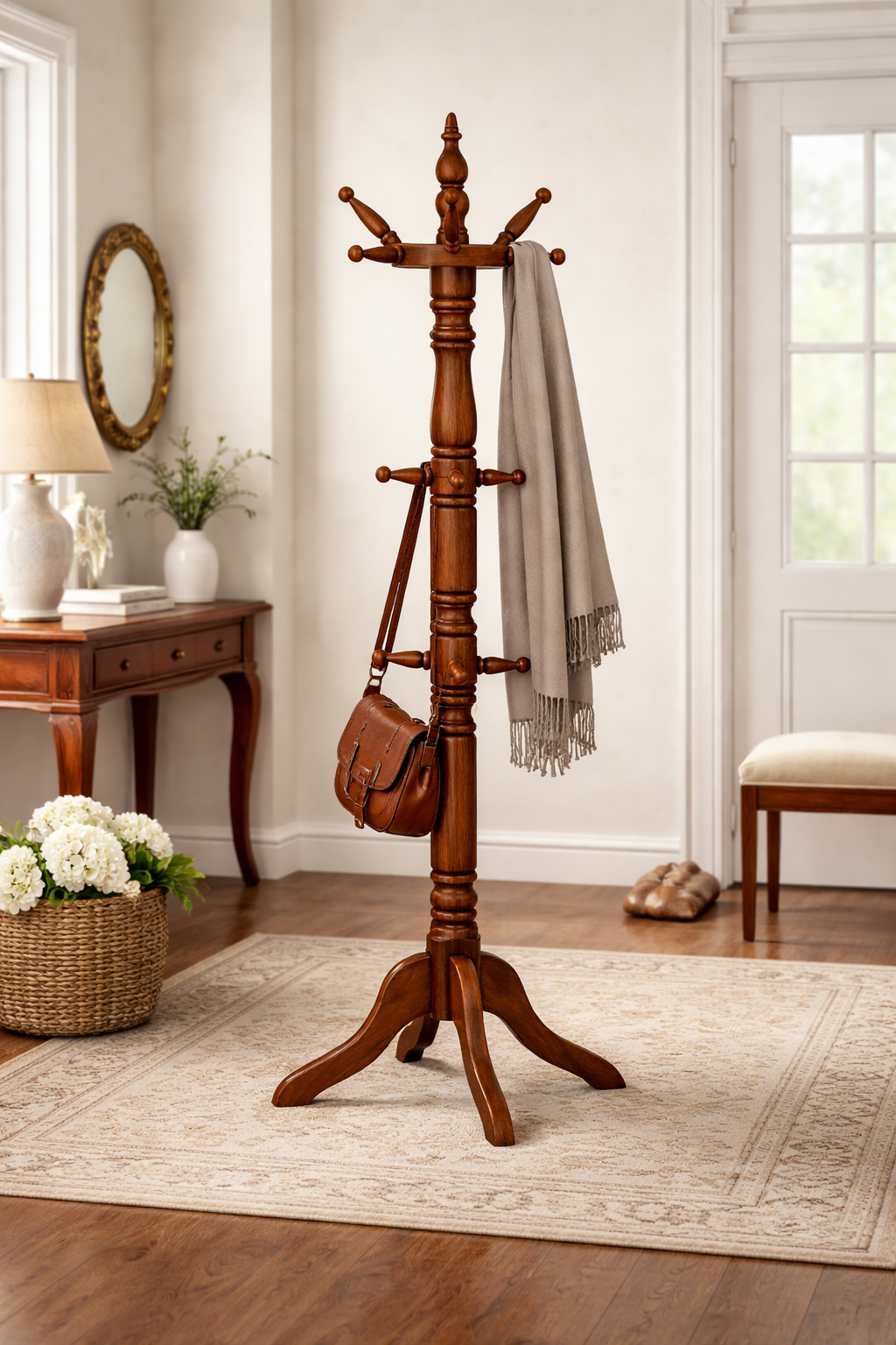 klasik ahşap askılık dilsiz uşak antre dekorasyonu