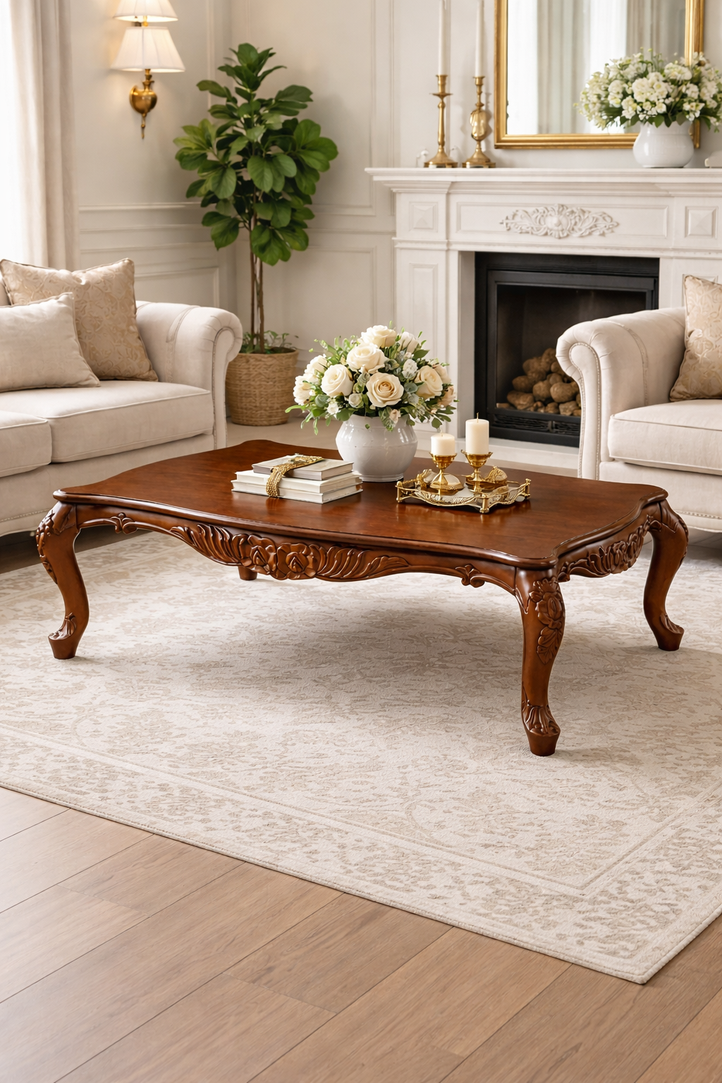 klasik orta sehpa 130x90 cm salon sehpası alberohome