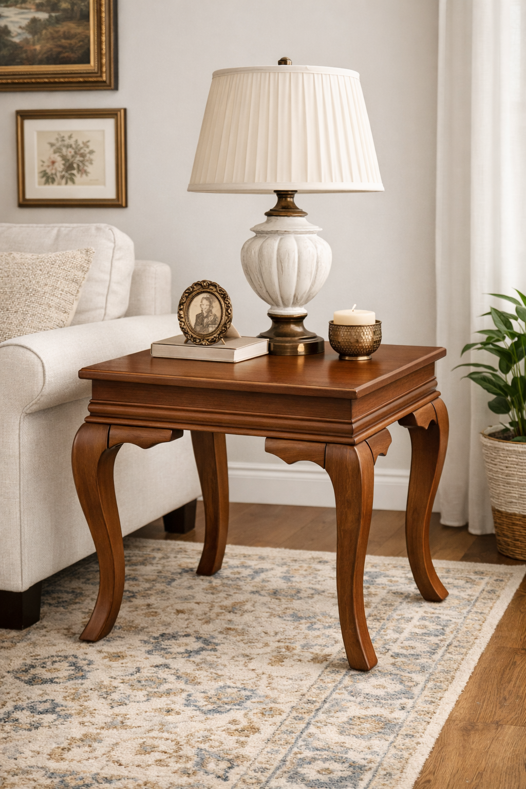 55x55 cm ölçülerinde klasik tasarımlı dekoratif yan sehpa