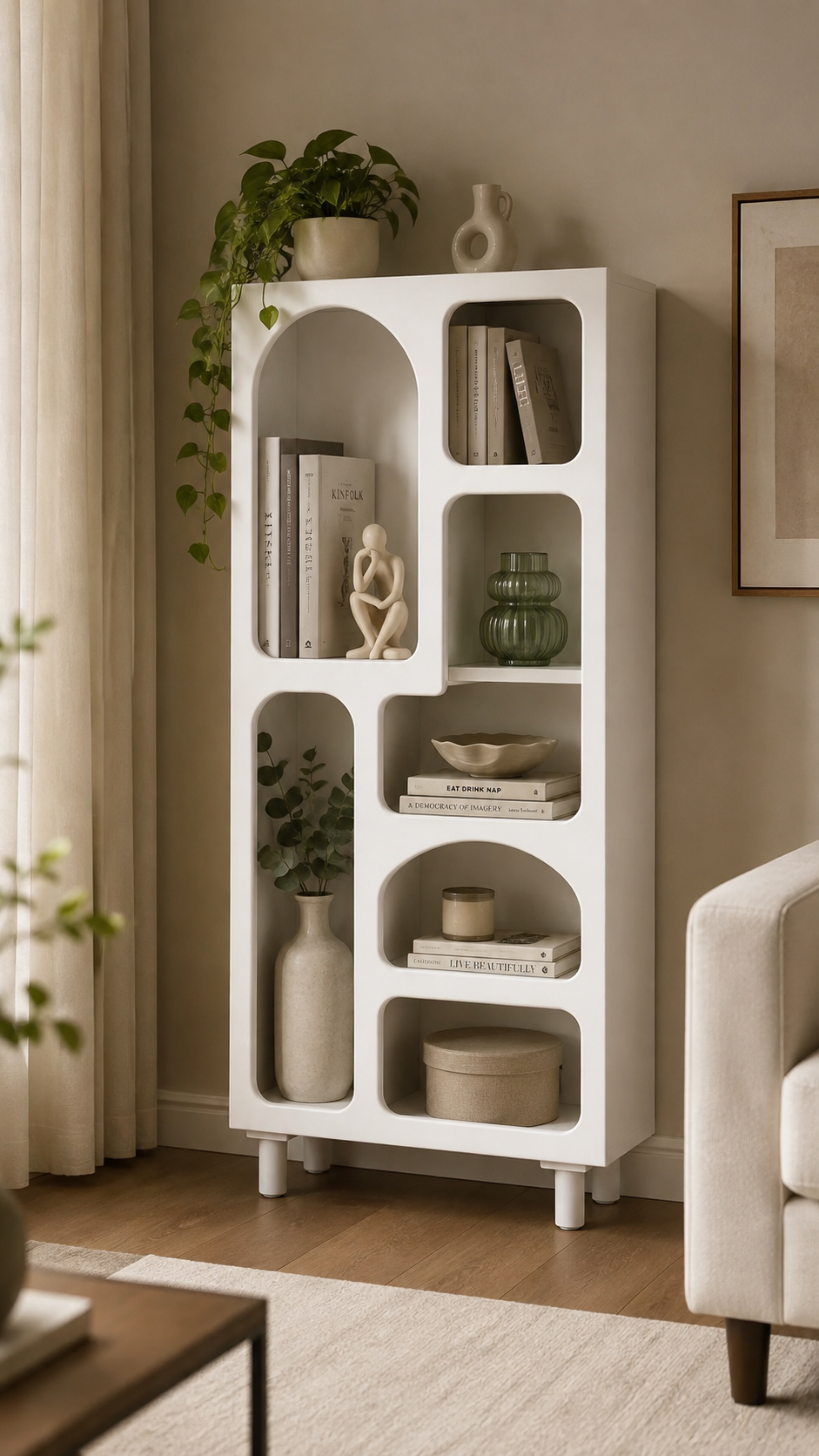 Modern beyaz kitaplık modeli - Alberohome