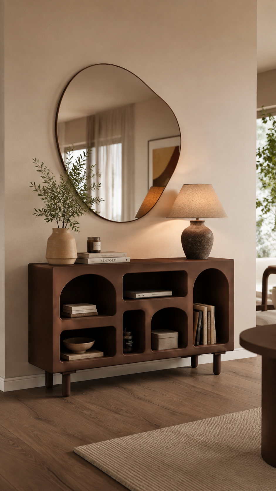 Modern ahşap konsol modeli ve şık ev dekorasyonu