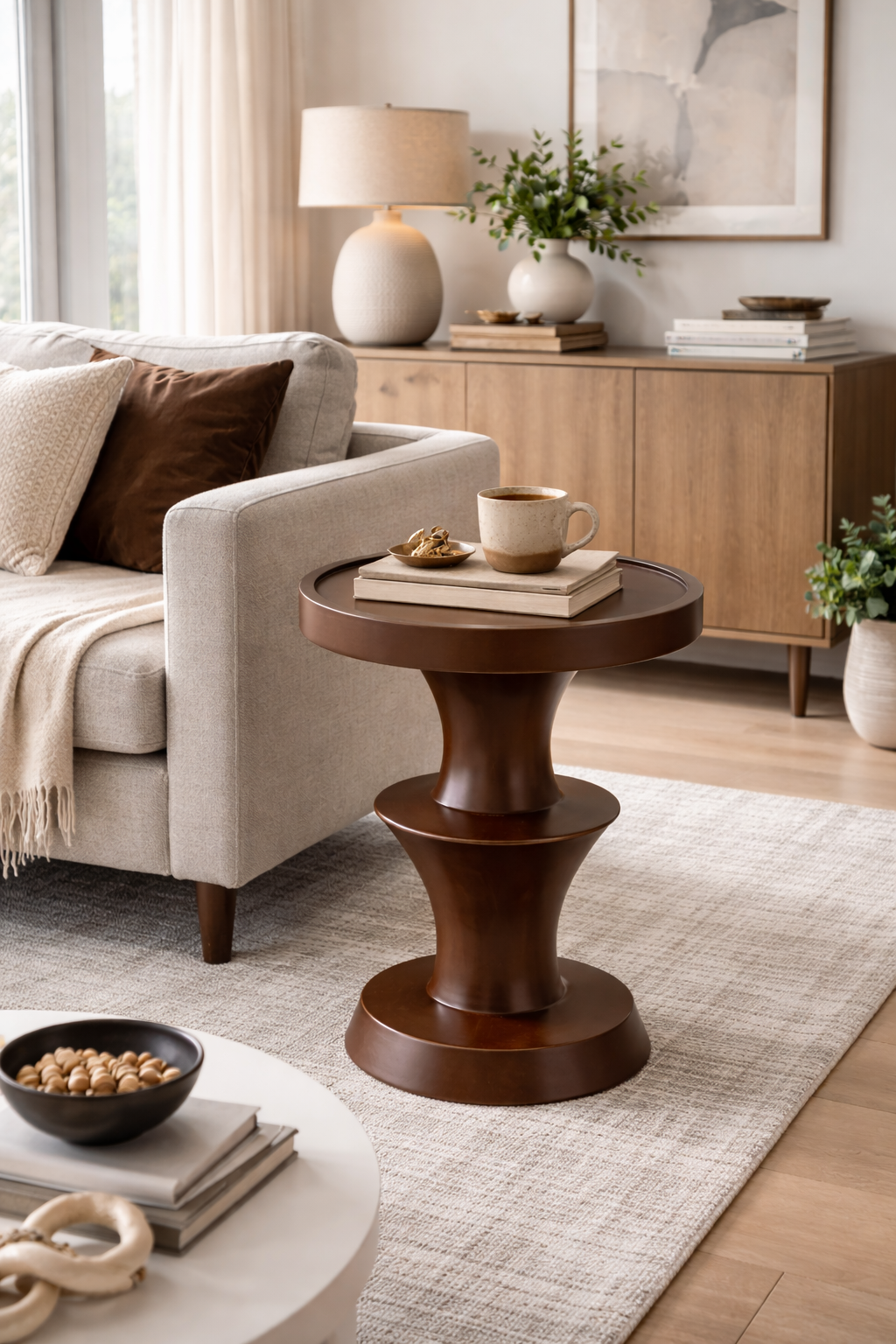 modern yuvarlak yan sehpa modeli